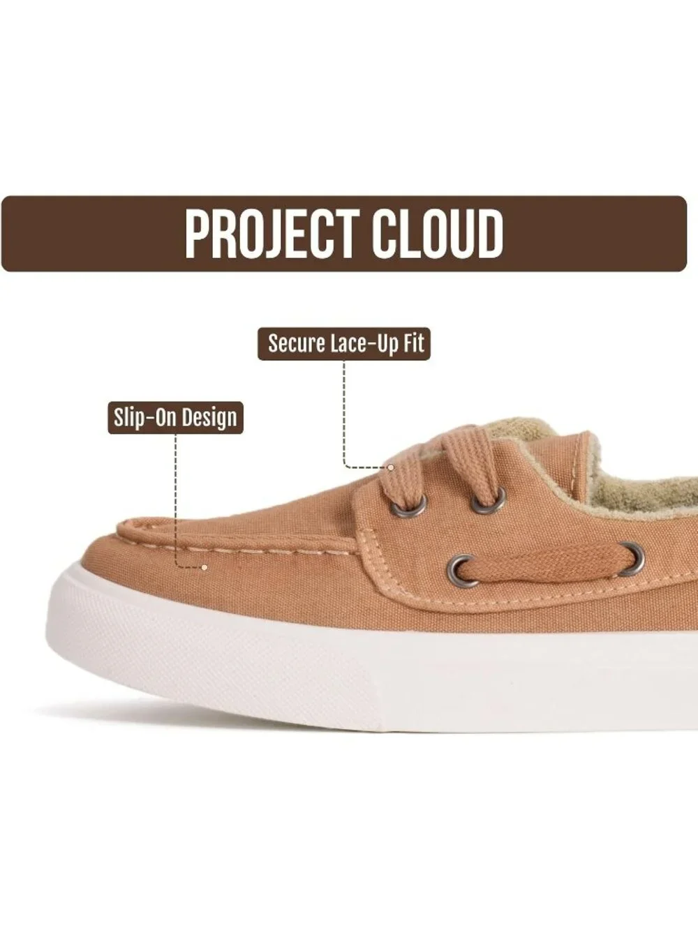 Womens Tan Canvas Project Cloud Canvas Sneakers Memory Foam Slip On Loafers